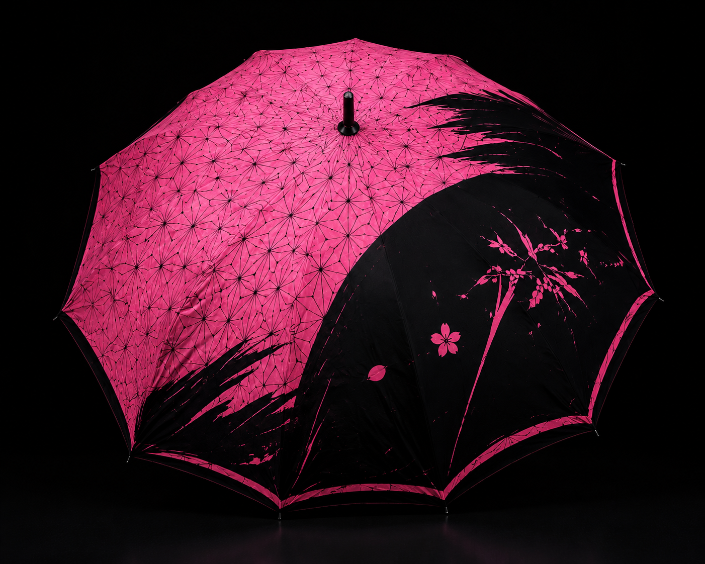 Cherry Blossom Warrior Umbrella | Pink & Black | Geometric Sakura Design