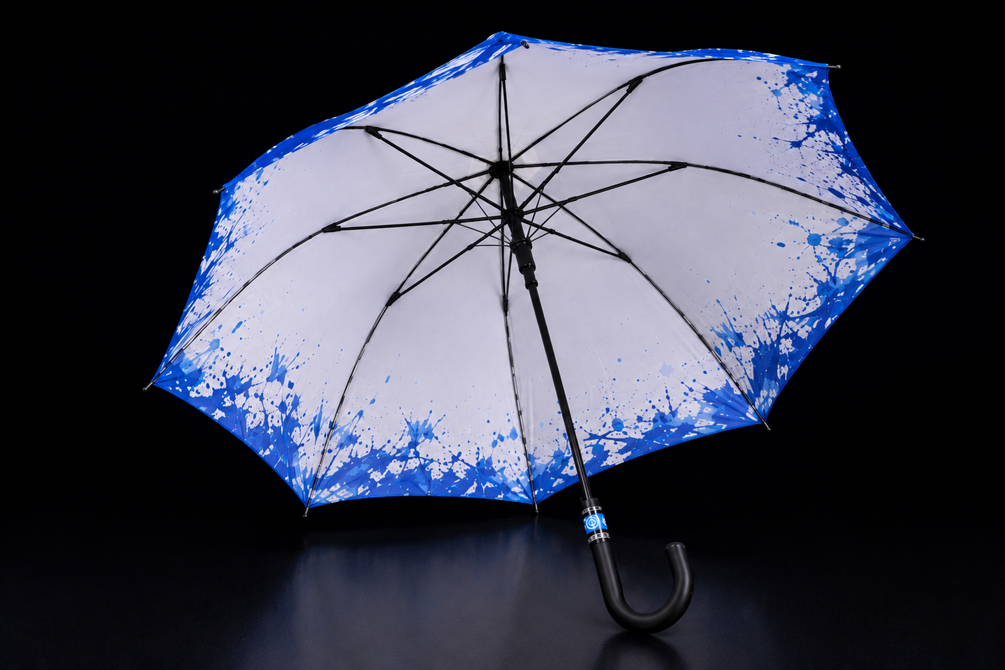 Azure Splash Umbrella | White & Royal Blue | Ink Splash Art Design